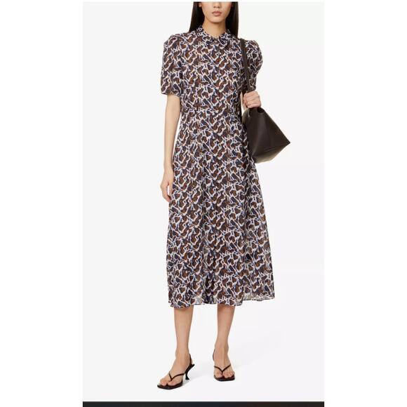 THEORY Jasper Silk Midi Shirt Dress Size 2 A-line Business Casual Short Sleeve - Picture 1 of 13